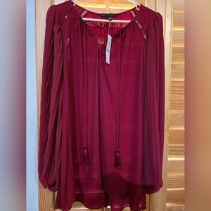 White House Black Market Deep Red Blouse